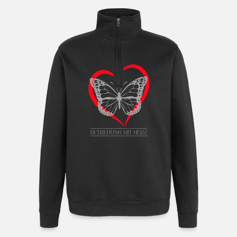 Schmetterling mit Herz - Quarter-Zip-Sweatshirt - Schwarz
