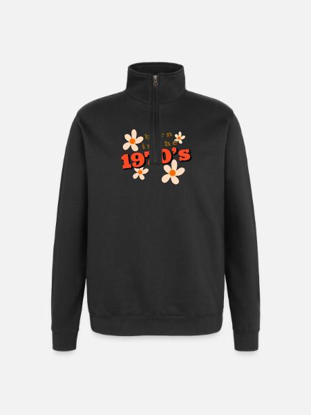 born in the 1970 - Quarter-Zip-Sweatshirt - Schwarz