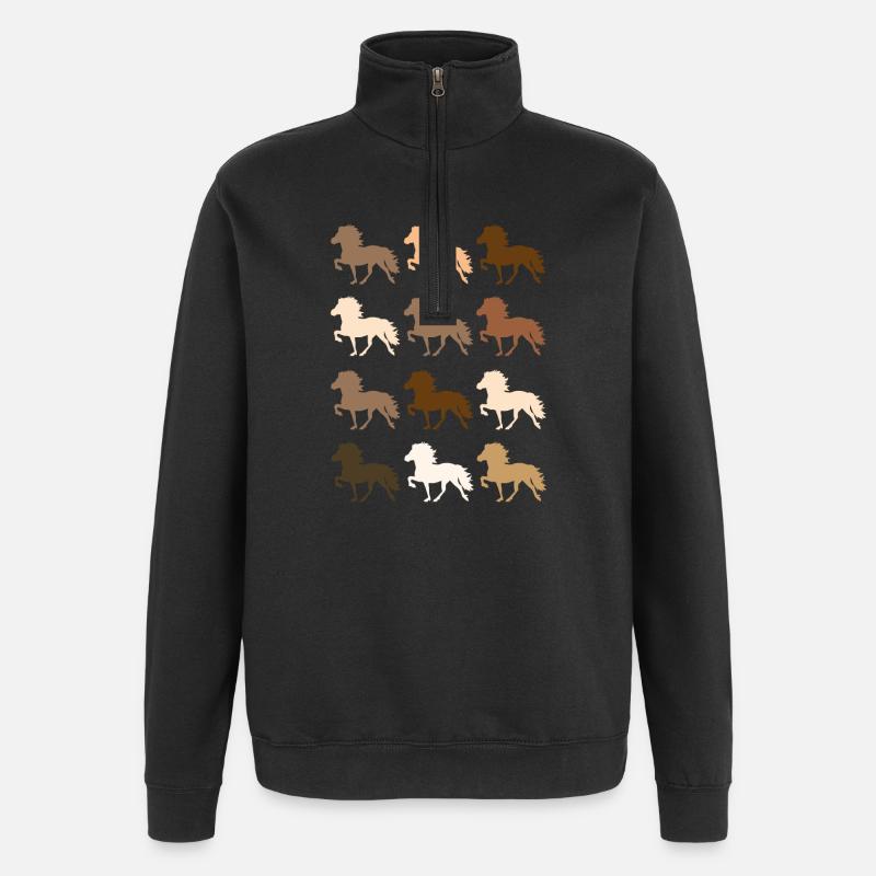 Cheval islandais - Sweat à zip 1/4 - noir