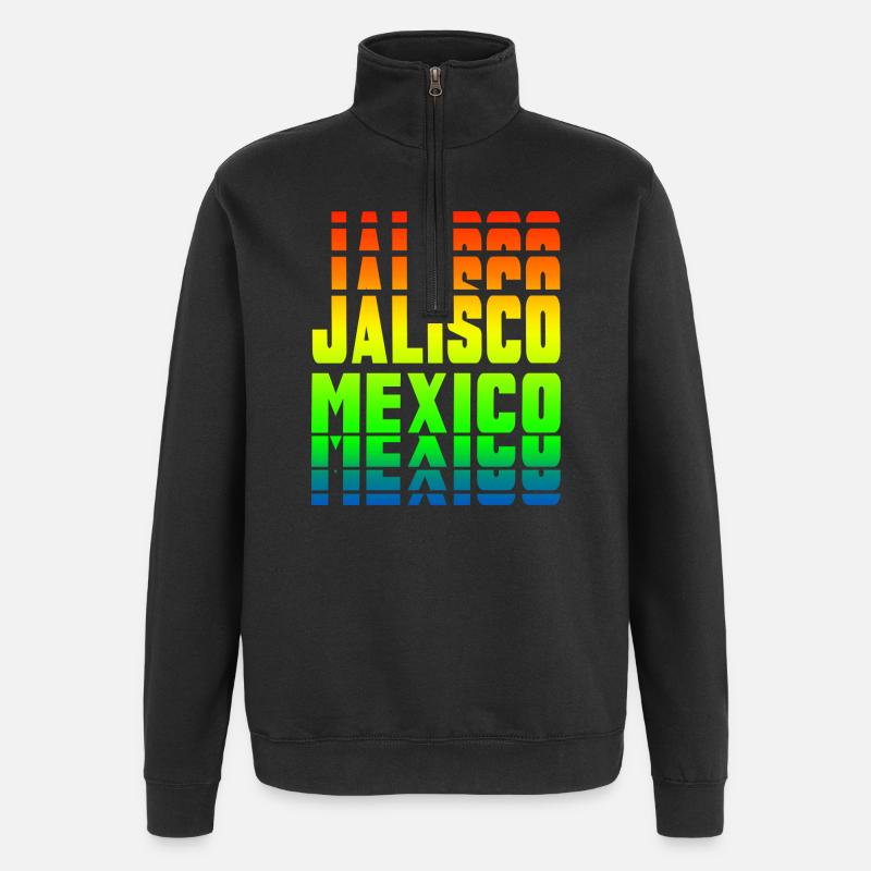 Jalisco Mexico rainbow design - Quarter-Zip Sweatshirt - black