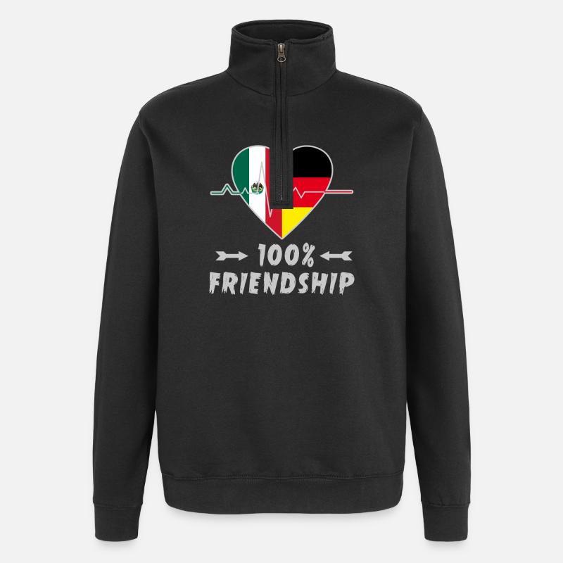 Mexico and Germany 100% friendship - Quarter-Zip Sweatshirt - black