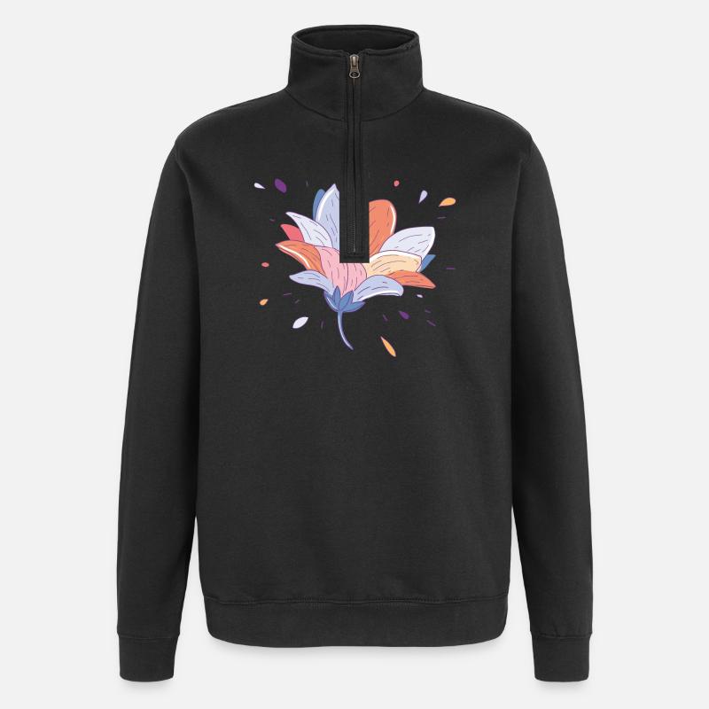 Fleur d’été - Sweat à zip 1/4 - noir