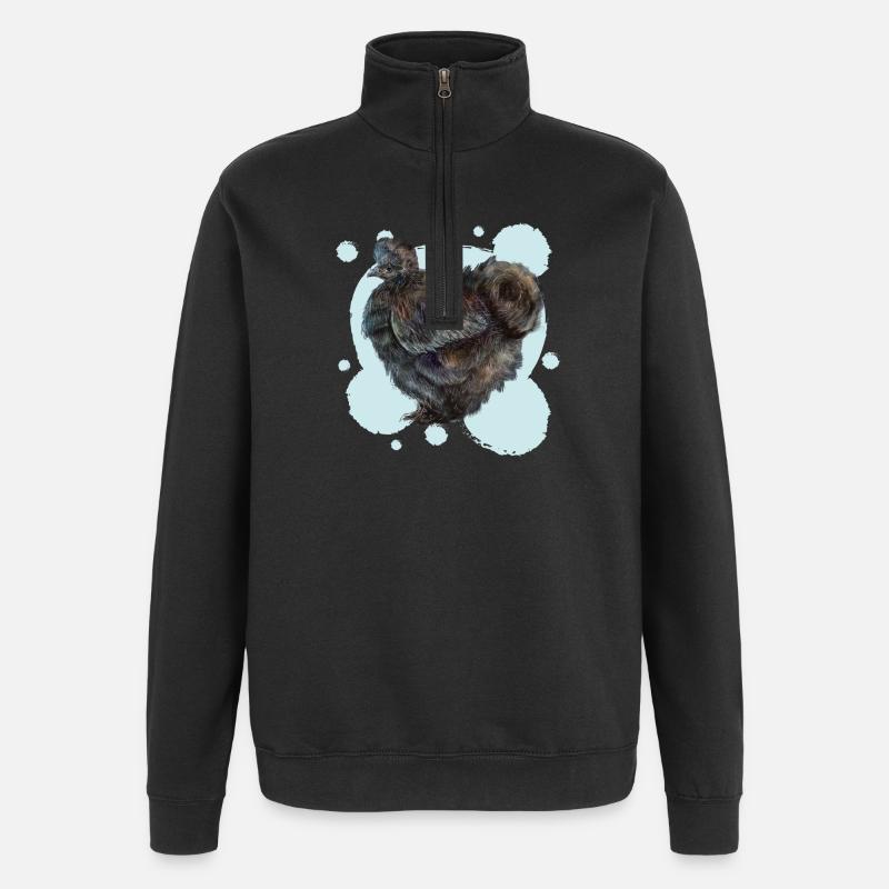 Le poulet noir soyeux - Sweat à zip 1/4 - noir