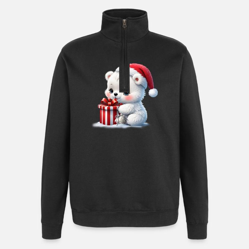 L’ours polaire de Noël - Sweat à zip 1/4 - noir
