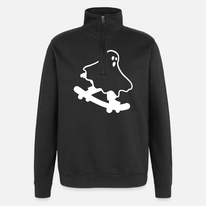 Skateboarding Geist Halloween - Quarter-Zip-Sweatshirt - Schwarz