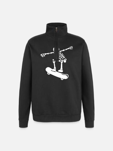 Skateboarding Skeleton Skateboarder - Quarter-Zip-Sweatshirt - Schwarz
