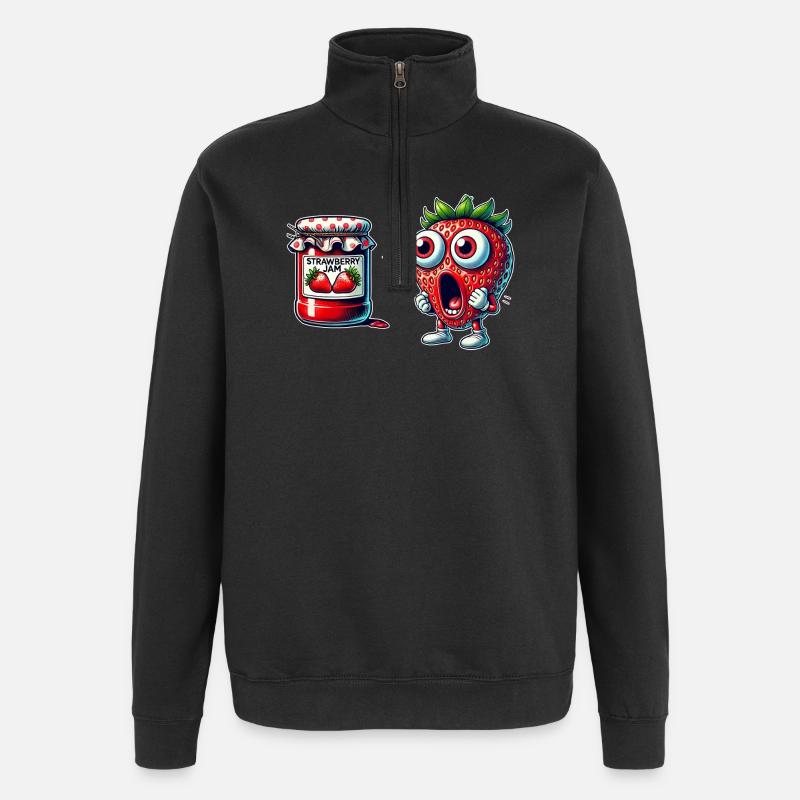 Funny strawberry jam design - Quarter-Zip Sweatshirt - black