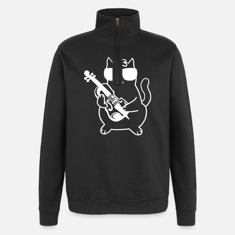 Geiger Geige Katze - Quarter-Zip-Sweatshirt - Schwarz