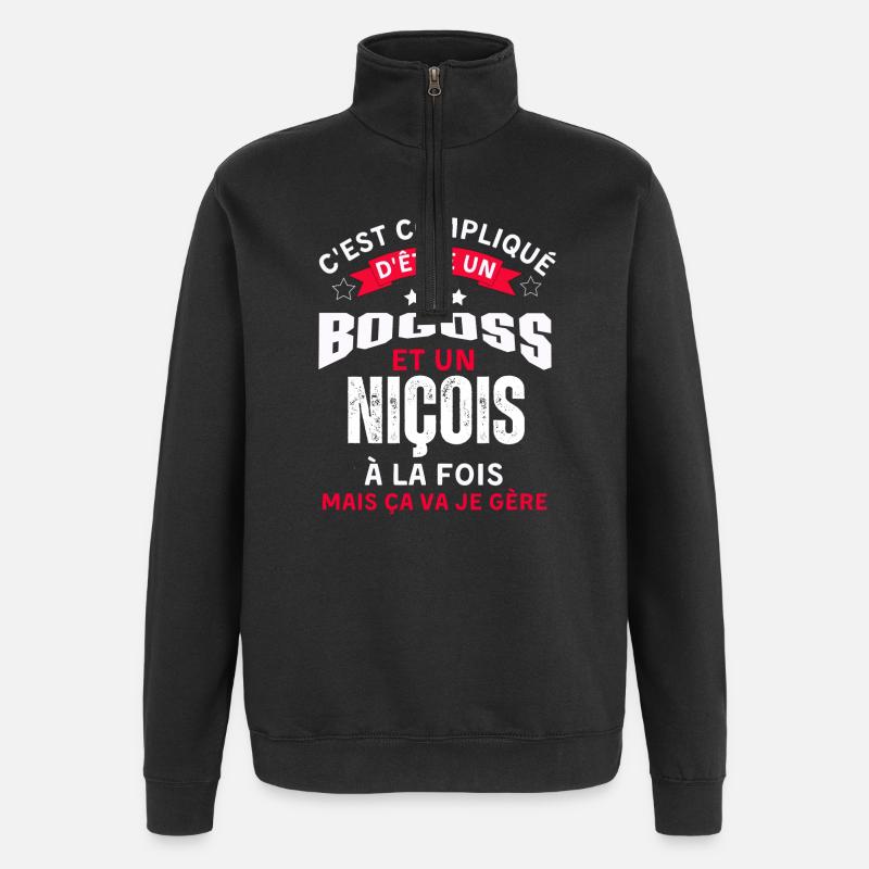 Habitants de Nice - Sweat à zip 1/4 - noir
