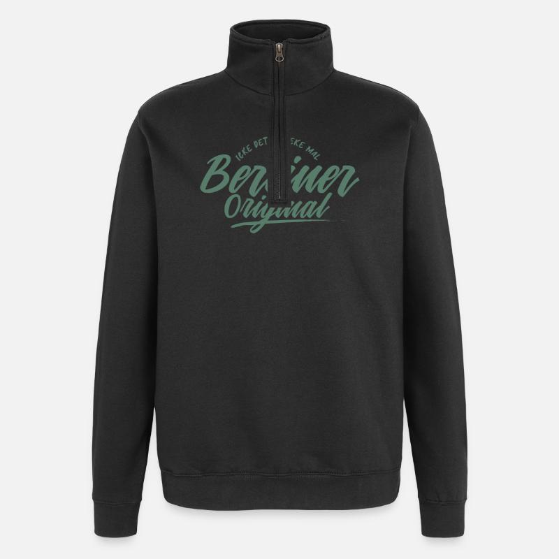 Lettrage original de Berlin - Sweat à zip 1/4 - noir