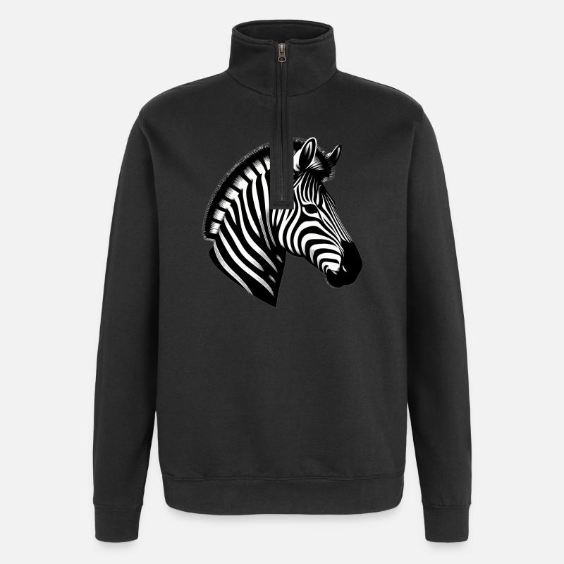 Zebra - Quarter-Zip Sweatshirt - black