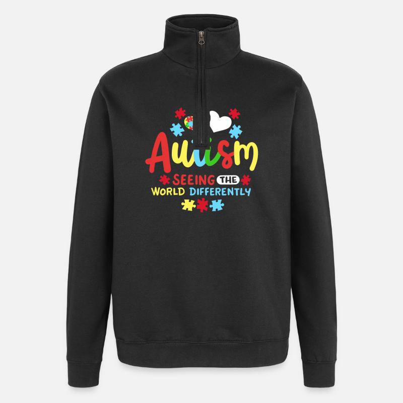 Autismus Bewusstsein autistische Kinder - Quarter-Zip-Sweatshirt - Schwarz