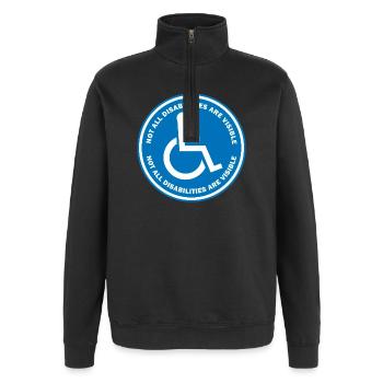 Not All Disabilities Are Visible - Quarter-Zip Sweatshirt - black - Front - AI Model Female 172 light (172cm) & AI Model Male 178 dark (178cm)