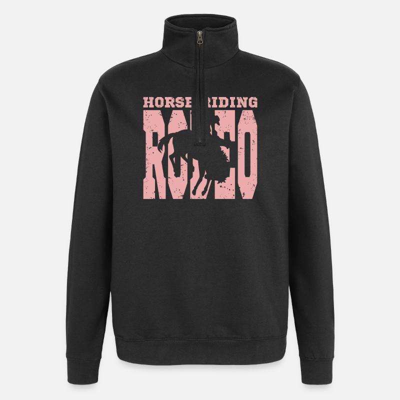 Interessantes Rodeo Motiv - Quarter-Zip-Sweatshirt - Schwarz
