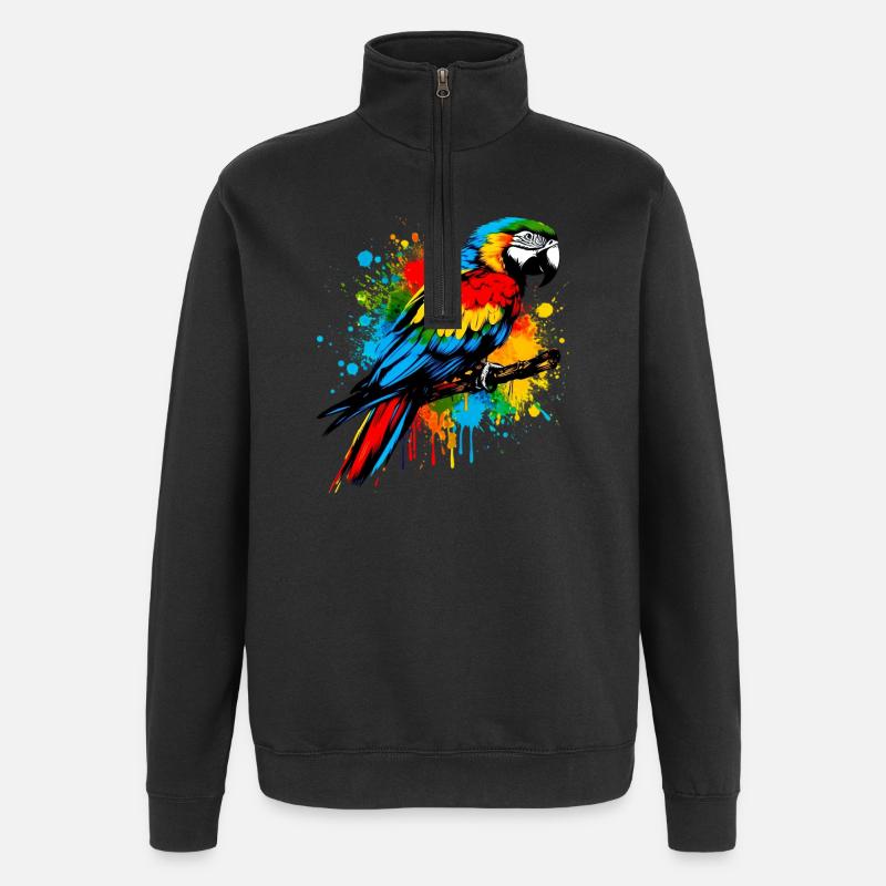 Perroquet - Sweat à zip 1/4 - noir