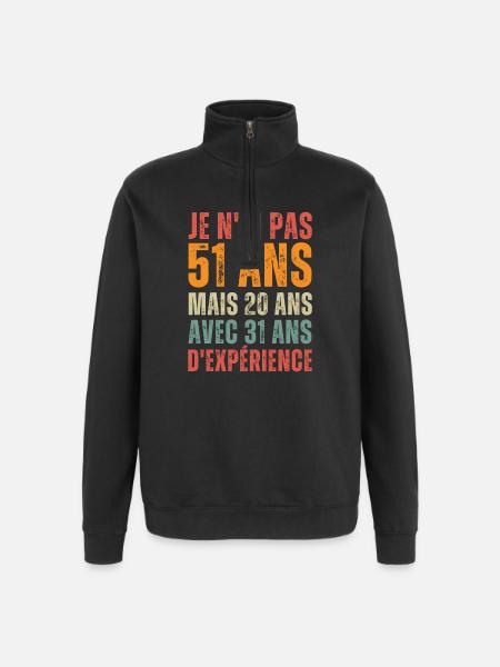 Gift for a 51st birthday - Quarter-Zip Sweatshirt - black