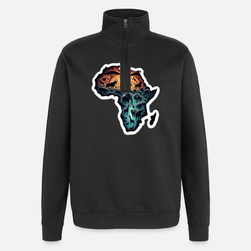 Afrika Abenteuerlust - Quarter-Zip-Sweatshirt - Schwarz