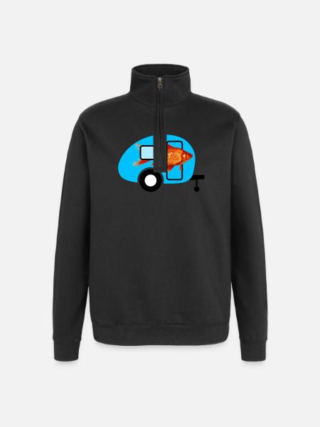 Caravan Goldfish Camping Caravan Vintage Fish - Quarter-Zip Sweatshirt - black