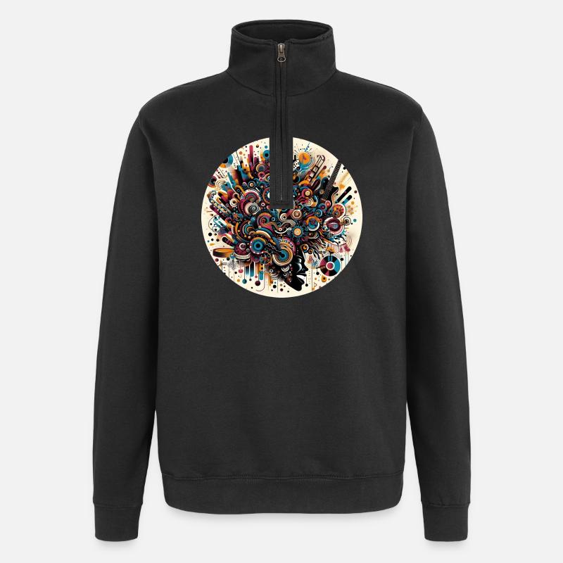 Afro Style Abstract Musical Explosion - Quarter-Zip Sweatshirt - black