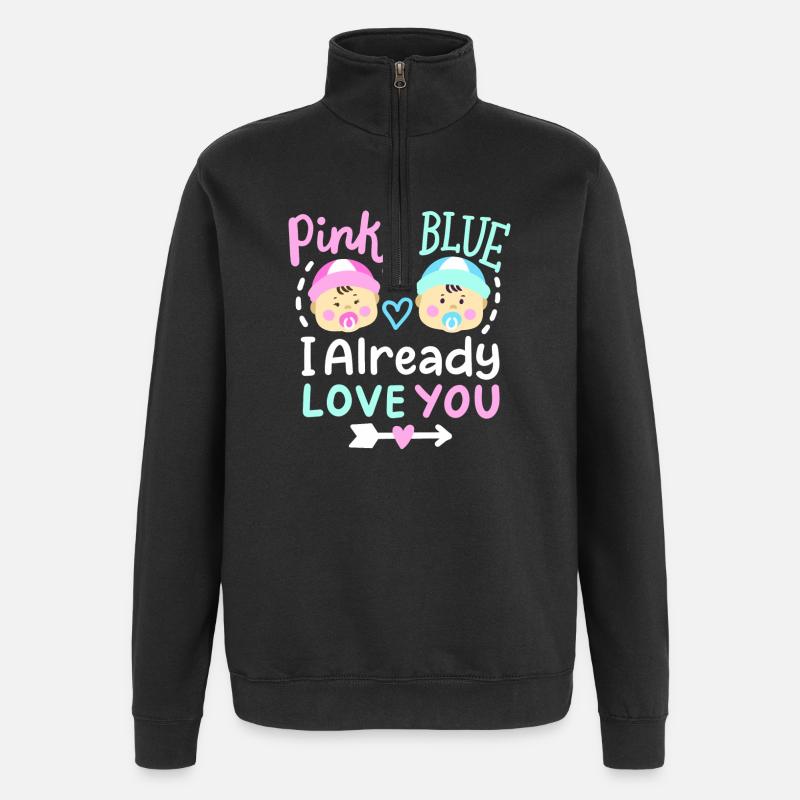 Pink oder Blau Gender-Reveal-Party - Quarter-Zip-Sweatshirt - Schwarz