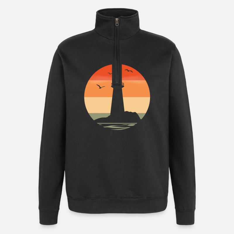 Phare au coucher du soleil - Sweat à zip 1/4 - noir