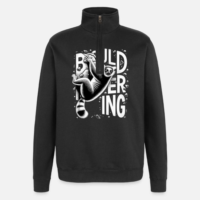 Bouldern Lemur Klettern Geschenk - Quarter-Zip-Sweatshirt - Schwarz