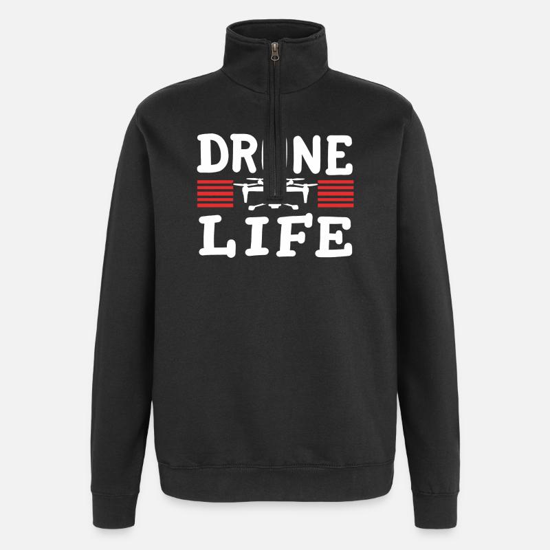 Drohnenpilot RC FPV Quadrocopter - Quarter-Zip-Sweatshirt - Schwarz