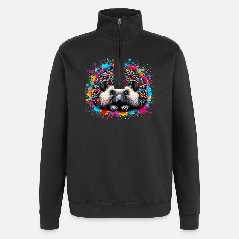 Hedgehog - Quarter-Zip Sweatshirt - black
