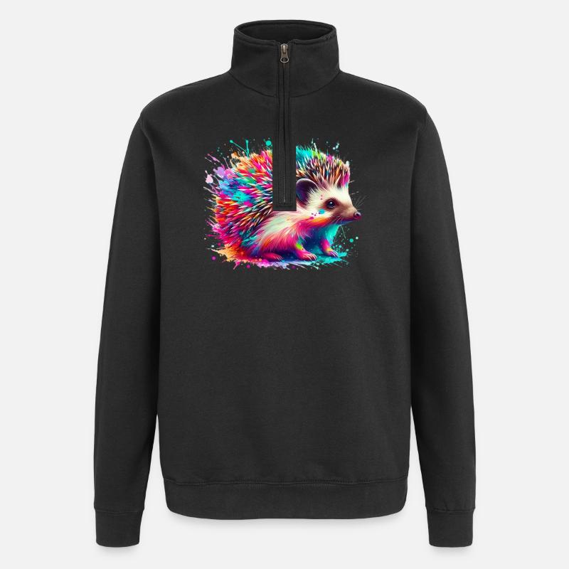 Hérisson - Sweat à zip 1/4 - noir