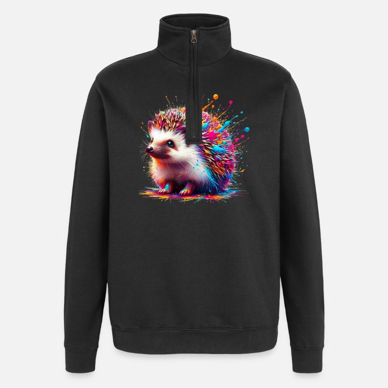 Igel - Quarter-Zip-Sweatshirt - Schwarz