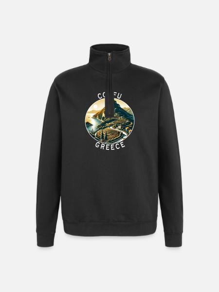 Corfu Greece island design - Quarter-Zip Sweatshirt - black