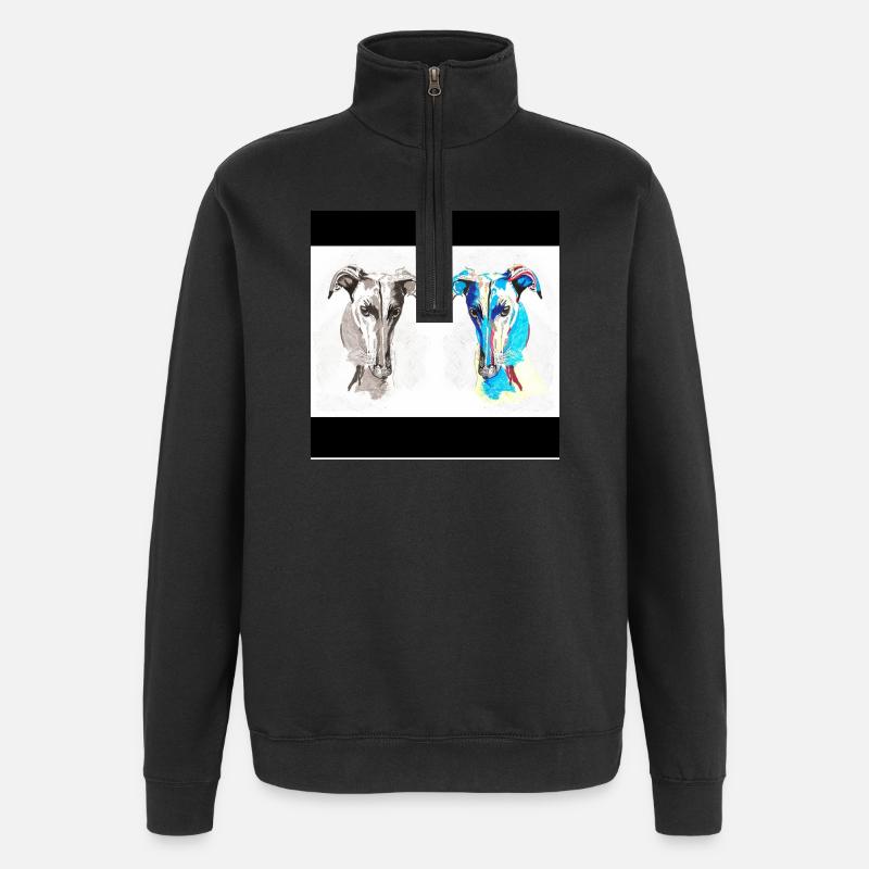 Double croquis de chien Pop Art - Sweat à zip 1/4 - noir