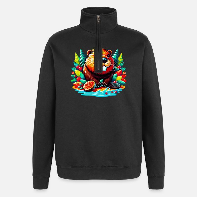 Bieber - Quarter-Zip-Sweatshirt - Schwarz