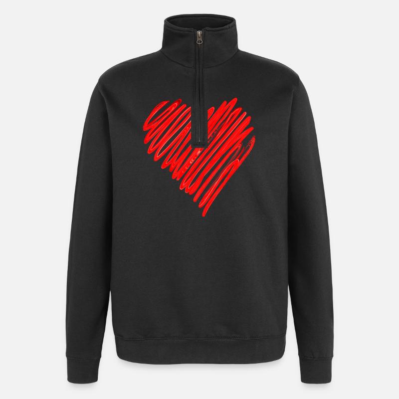 Coeur passionné Conception de néons - Sweat à zip 1/4 - noir