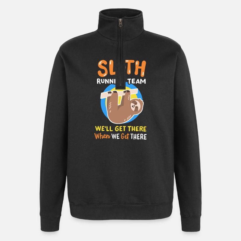 Faultier-Laufteam - Quarter-Zip-Sweatshirt - Schwarz