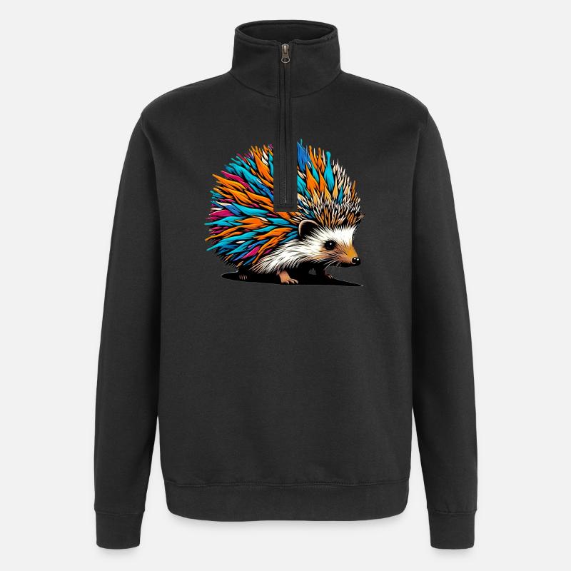 Hérisson - Sweat à zip 1/4 - noir