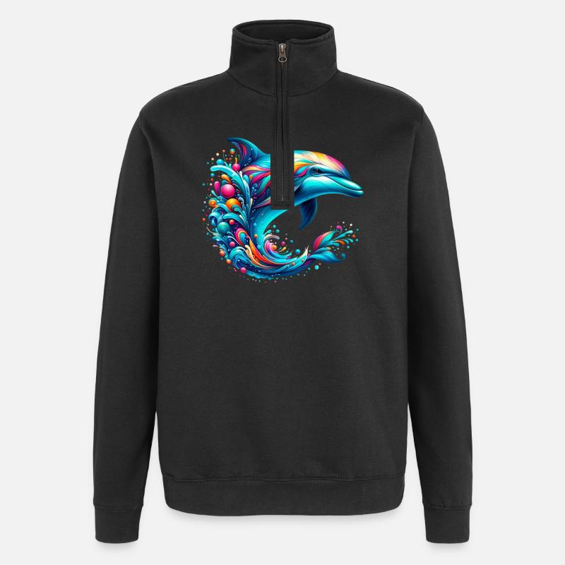 Delfin - Quarter-Zip-Sweatshirt - Schwarz