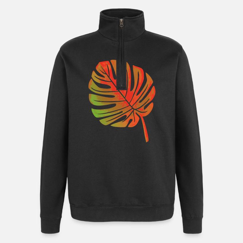 Feuille d’une plante - Sweat à zip 1/4 - noir
