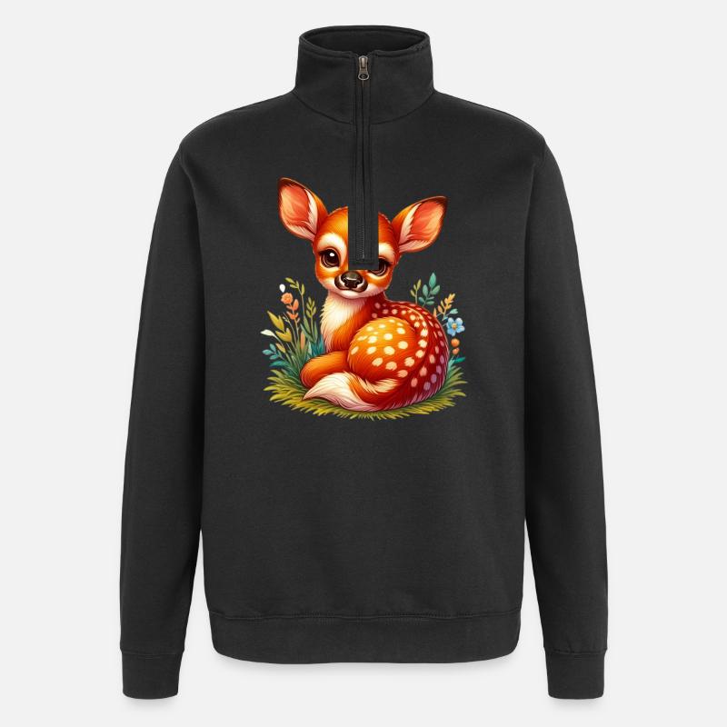 Faon - Sweat à zip 1/4 - noir