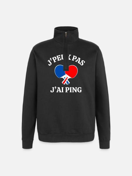 ping-pong, fan de ping-pong, ping - Sweat à zip 1/4 - noir