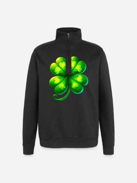 Four-leaf clover - Quarter-Zip Sweatshirt - black