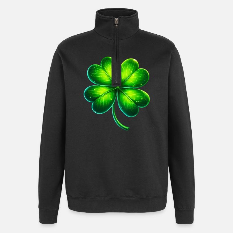 Four-leaf clover - Quarter-Zip Sweatshirt - black