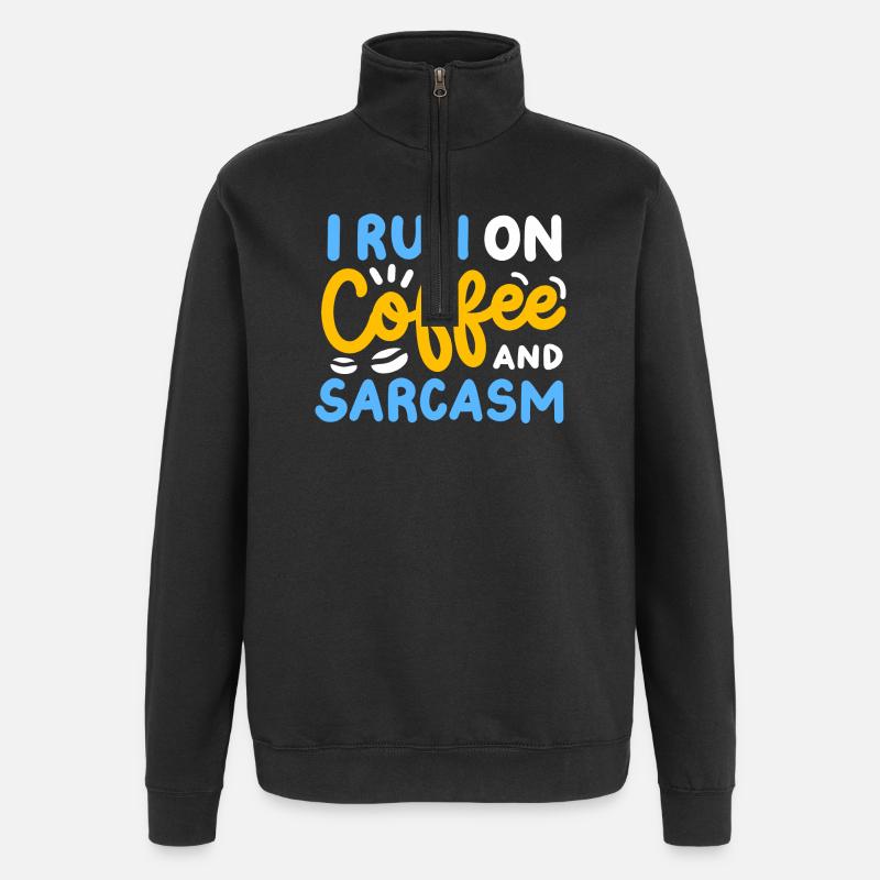 Kaffee und Sarkasmus - Quarter-Zip-Sweatshirt - Schwarz