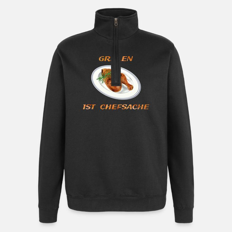 Hähnchen Grillen - Quarter-Zip-Sweatshirt - Schwarz
