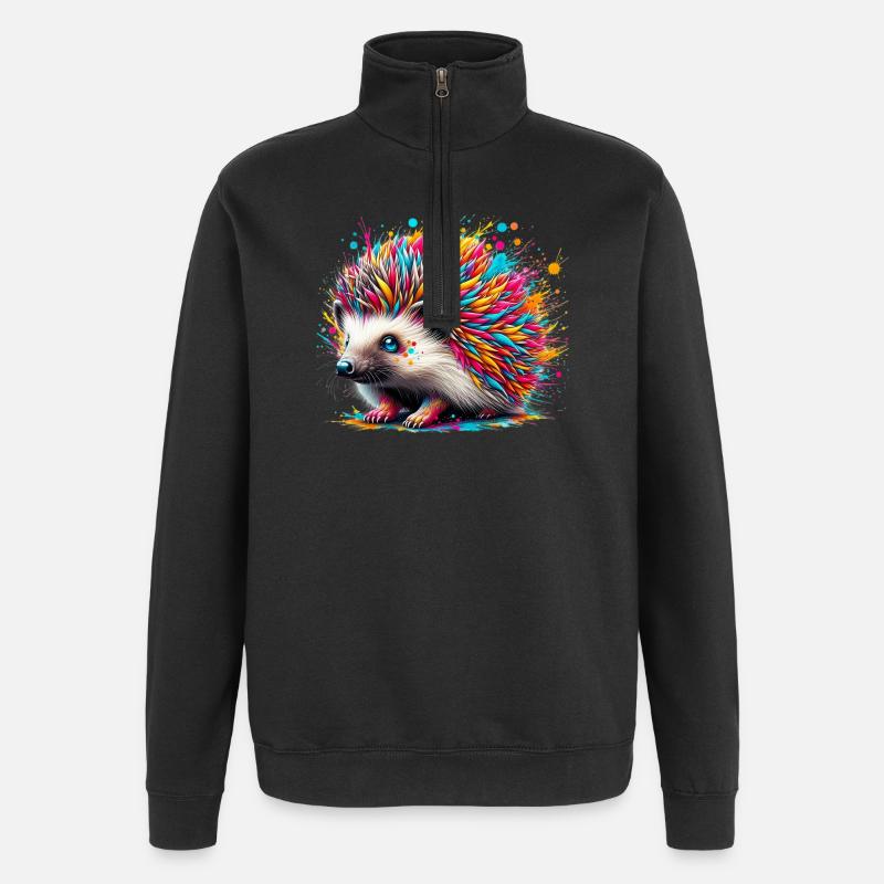 Hedgehog - Quarter-Zip Sweatshirt - black
