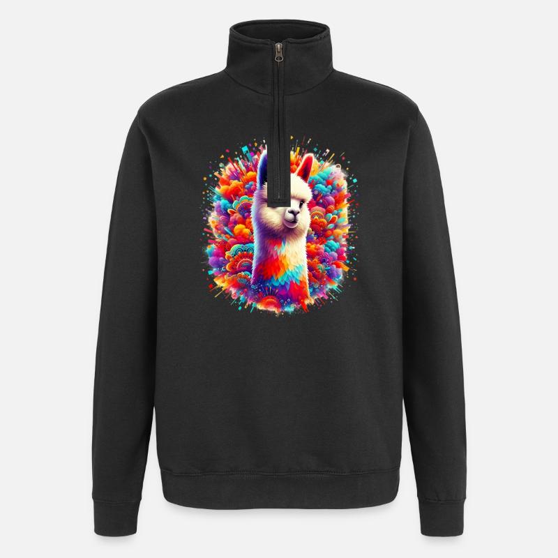 Alpaka - Quarter-Zip-Sweatshirt - Schwarz