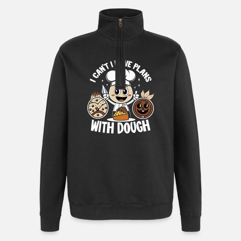 Kuchenchef Mit Teigfreude - Quarter-Zip-Sweatshirt - Schwarz