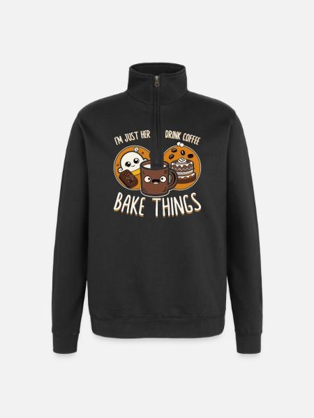 Coffee and Baking Saying Illustration - Quarter-Zip Sweatshirt - black