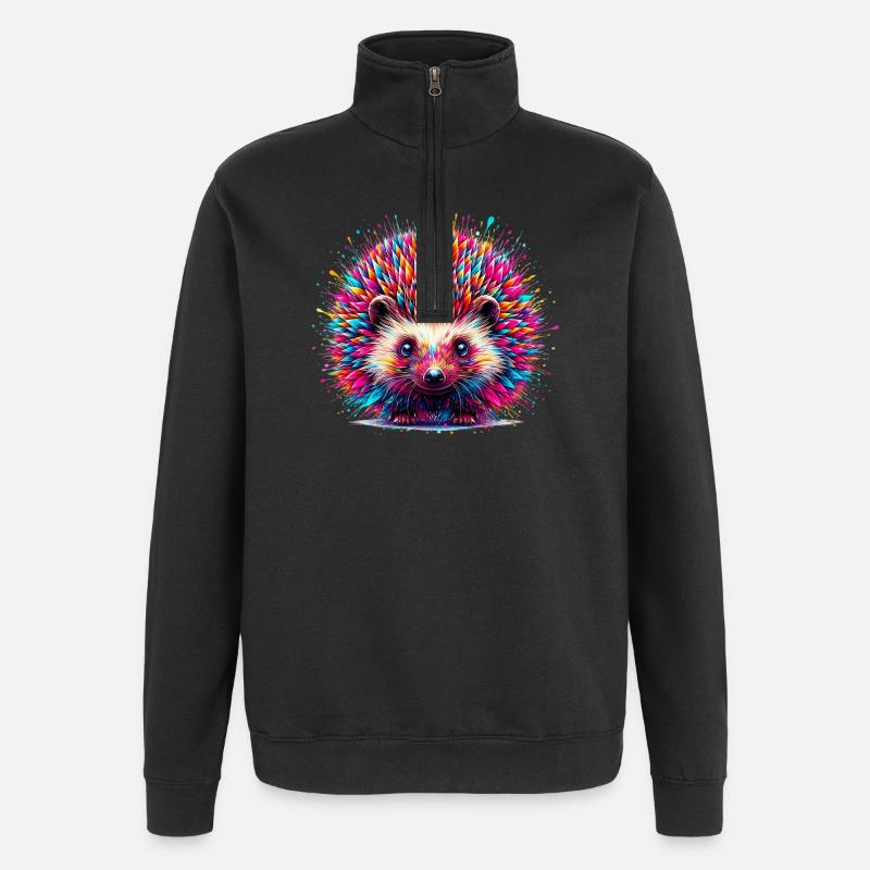 Igel - Quarter-Zip-Sweatshirt - Schwarz