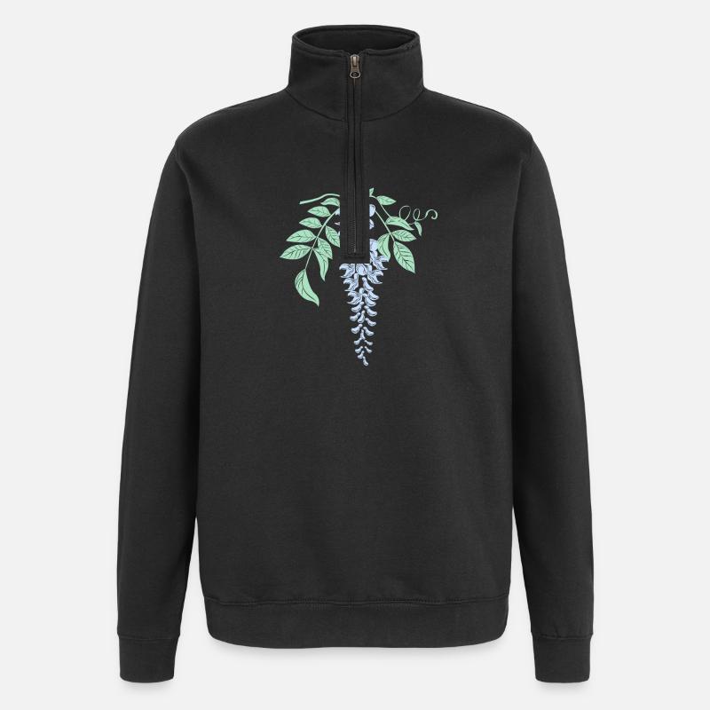 Glycine Fleurs de glycine - Sweat à zip 1/4 - noir